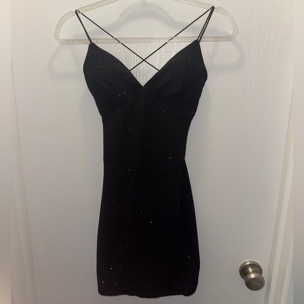 NWT Windsor Sparkly Black Spaghetti Strap Mini Dress Size M Medium